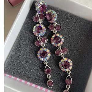 Form earrings - rhinestone and purple drop